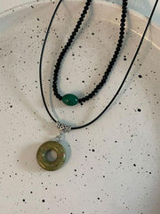 2pcs Stone Pendant Necklace Set