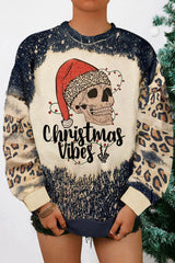 Round Neck Long Sleeve CHRISMAS VIBES Graphic Sweatshirt ugly christmas sweaters