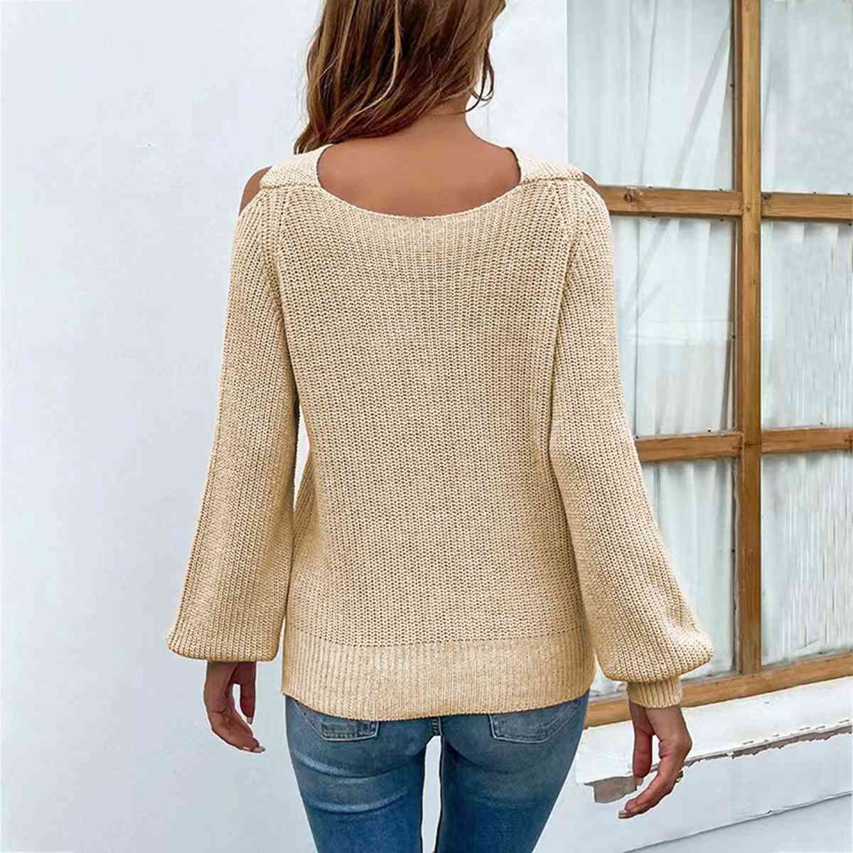 Crisscross Cold-Shoulder Sexy Sweater