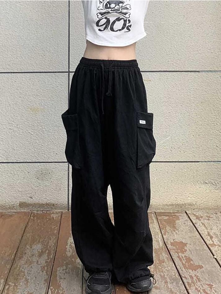 Mid Rise Drawstring Cargo Jogger Pants