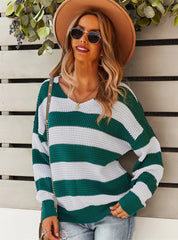 WARM STRIPED LONG SLEEVE SWEATER