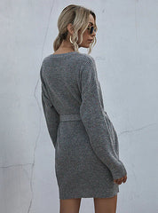 TIE-UP SWEATER LOOSE SWEATER DRESS