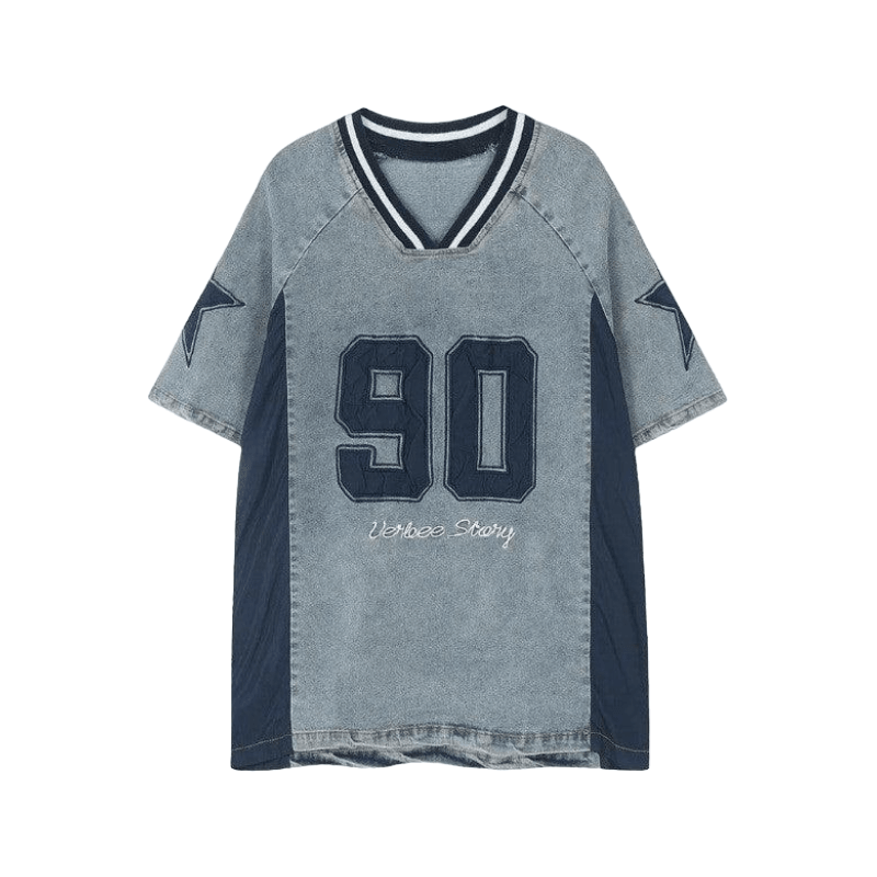 Patchwork Jersey Denim T-shirt