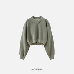 Cropped Fleece Crew Neck Sweatshirt