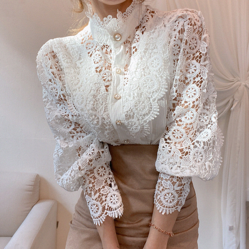 Fashion Long Sleeve Lace Blouse