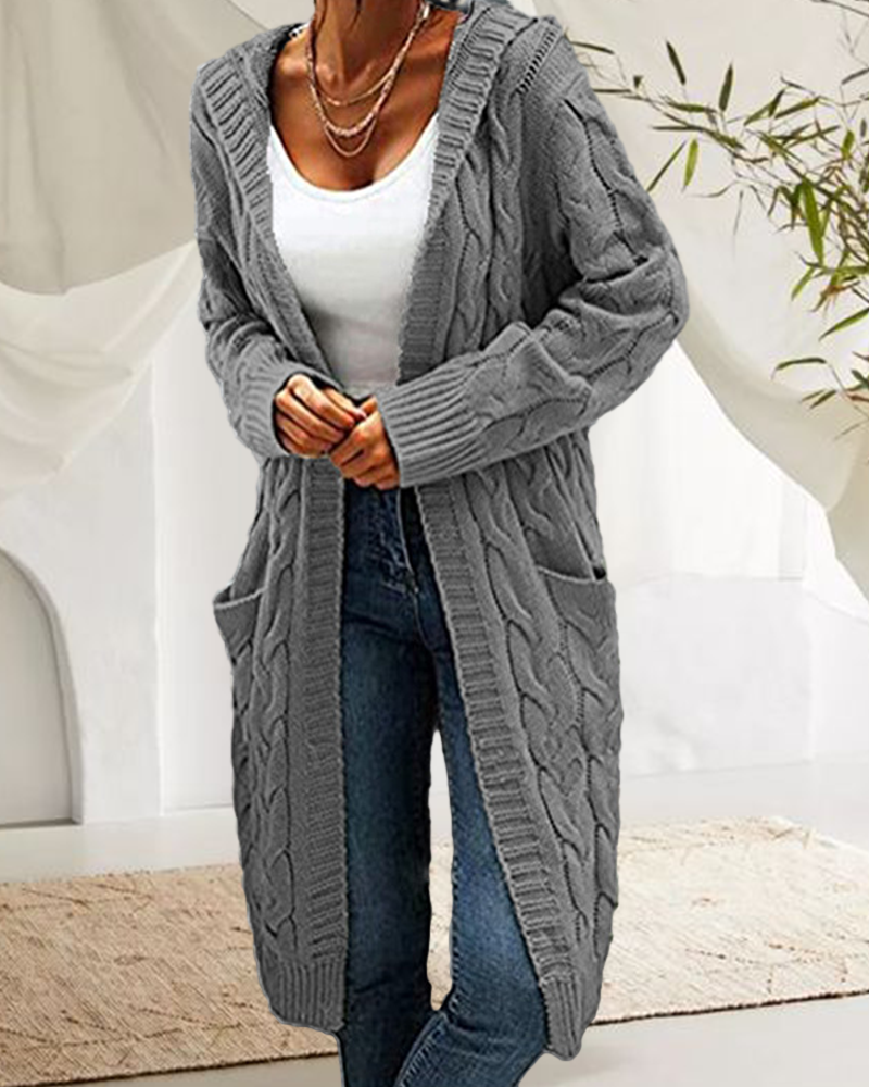 Casual Long Solid Color Cardigan