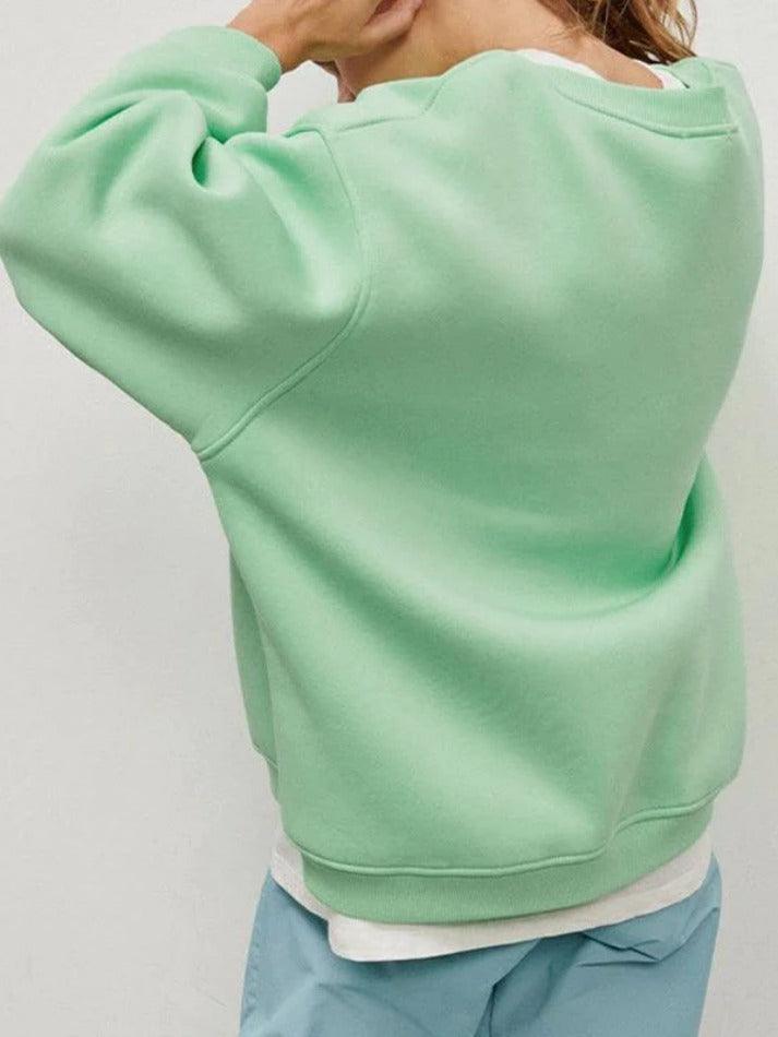 Solid Crew Neck Oversized Sweatshirt - HouseofHalley