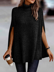 Turtleneck Dolman Sleeve Poncho Fashion Sweater