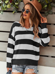 WARM STRIPED LONG SLEEVE SWEATER