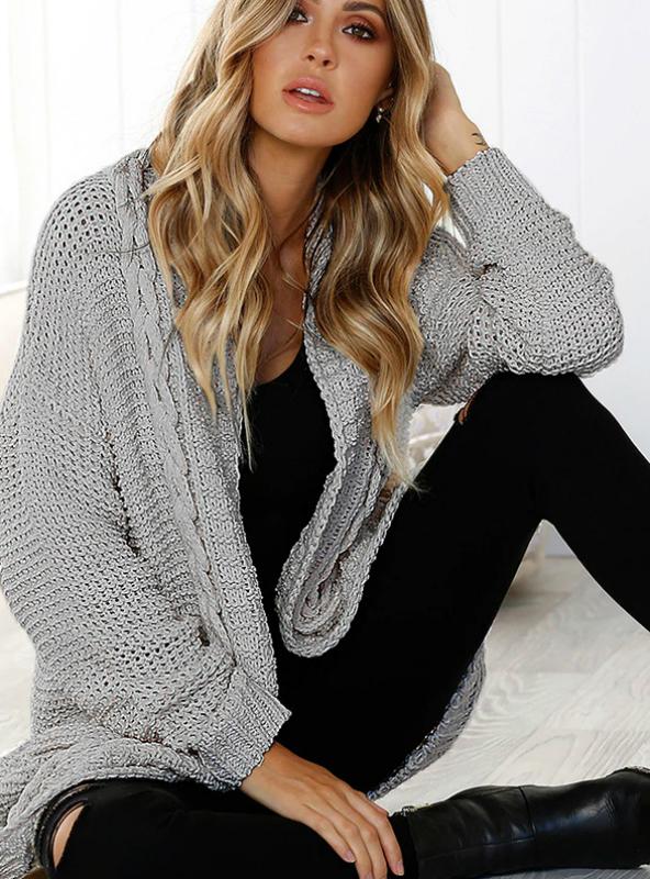 Women Wind Twisted Sweater Cardigan Knit Loose Coat