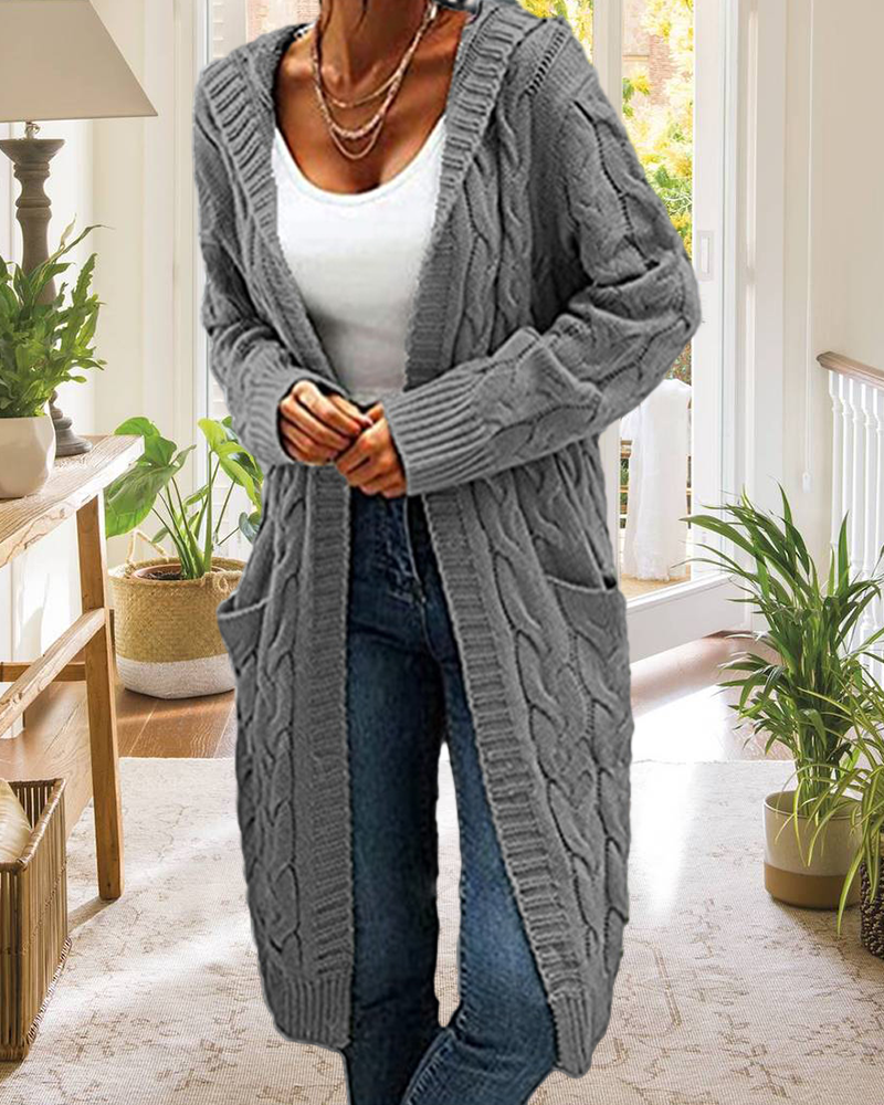 Casual Long Solid Color Cardigan