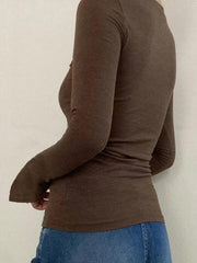 Vintage Flower Print Trumpet Sleeve Long Sleeve Tee - HouseofHalley