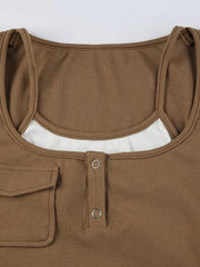 Vintage Contrast Fake Two Piece Cropped Long Sleeve Tee - HouseofHalley