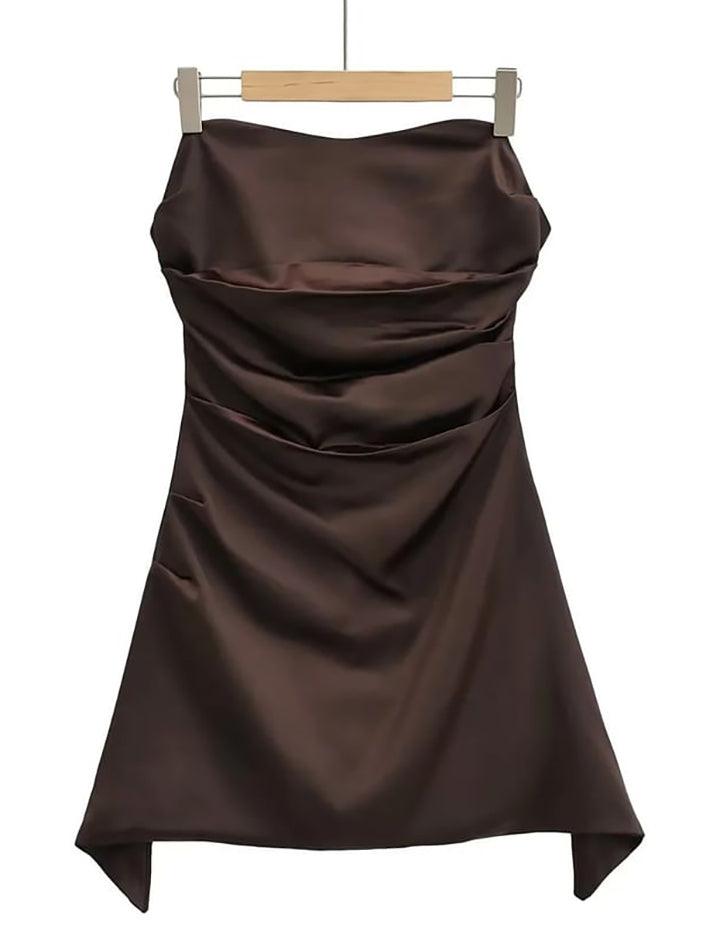 Strapless Satin Mini A-Line Dress - HouseofHalley