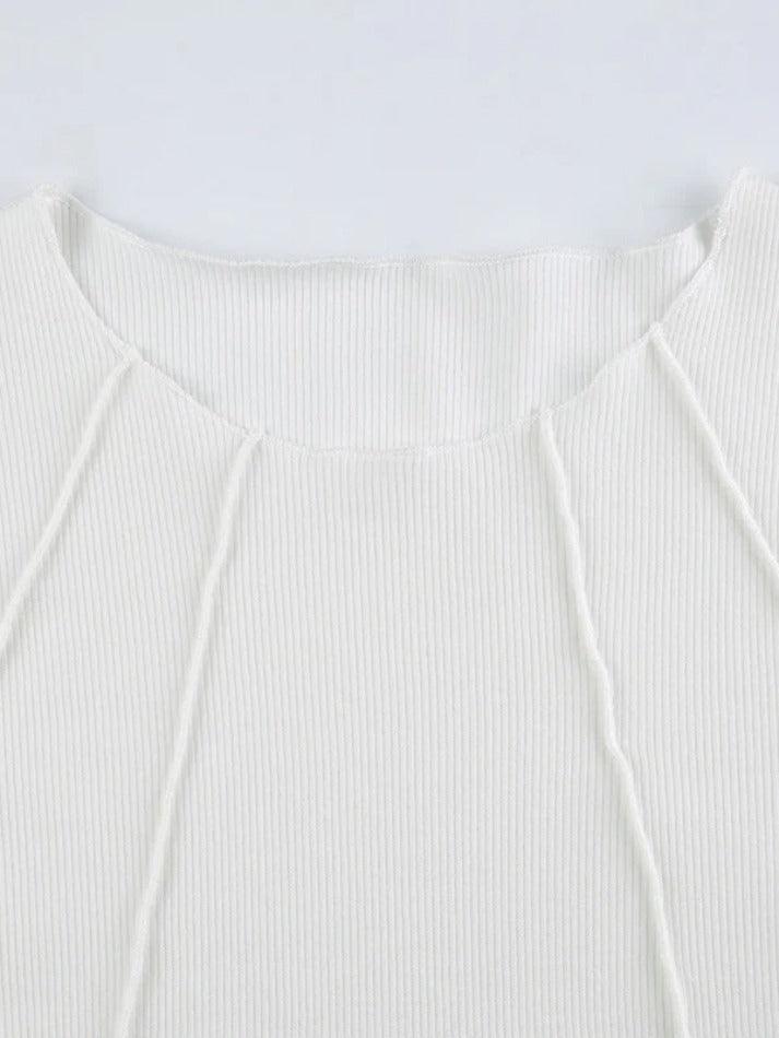 Solid Rib Seam Detail Long Sleeve Knit - HouseofHalley