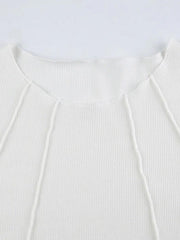 Solid Rib Seam Detail Long Sleeve Knit - HouseofHalley