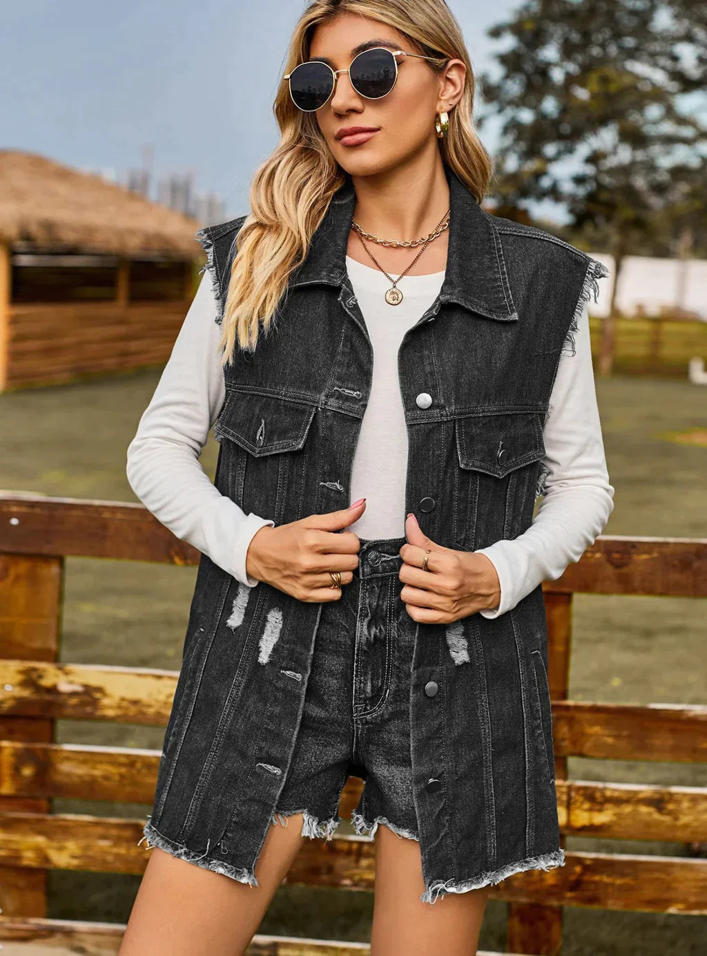 COWBOY SLEEVELESS VEST COAT