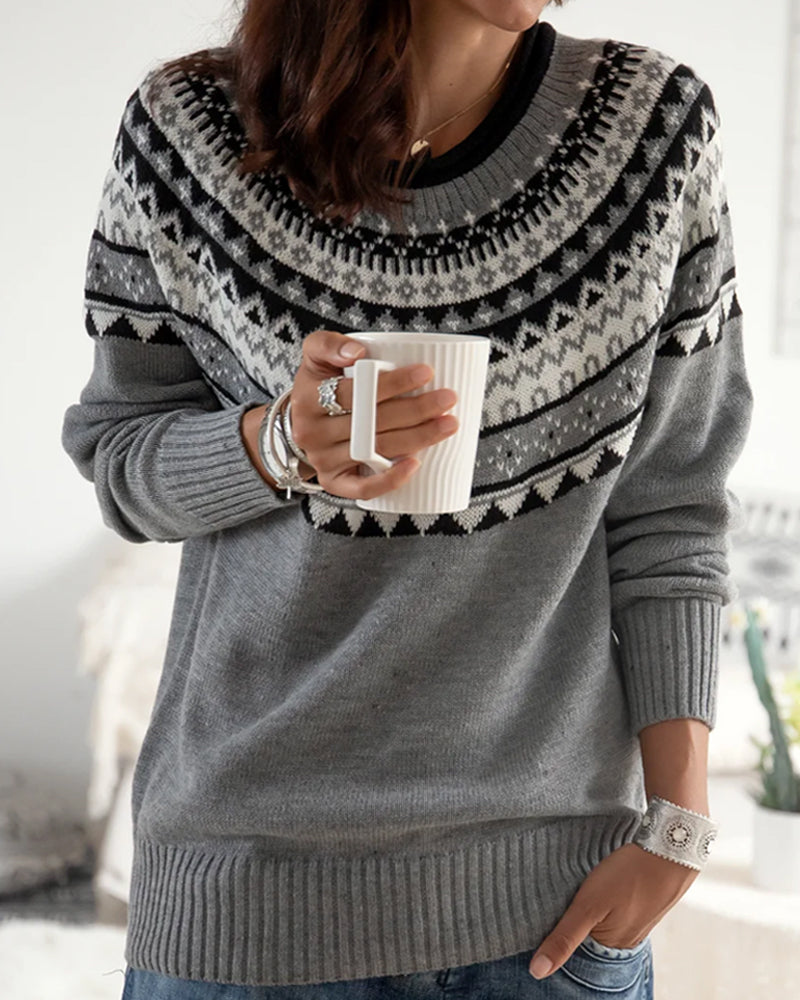 Sweaters with round neck and geometric print