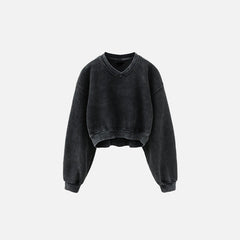 Cropped Fleece Crew Neck Sweatshirt