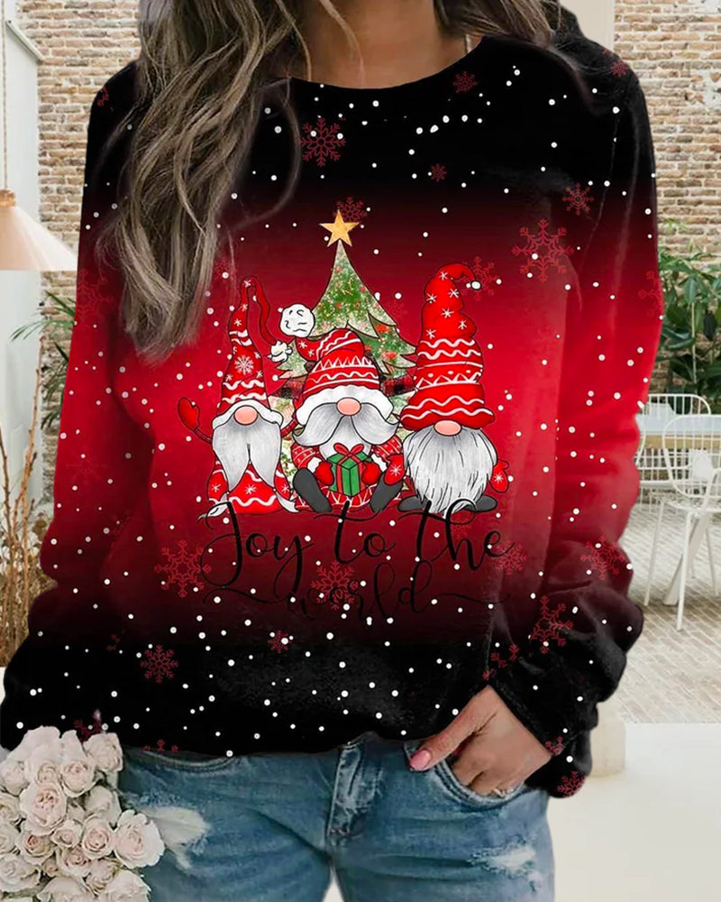 Christmas pattern gradient sweatshirt