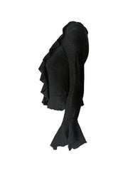 Solid V Neck Ruffle Long Sleeve Knit - HouseofHalley