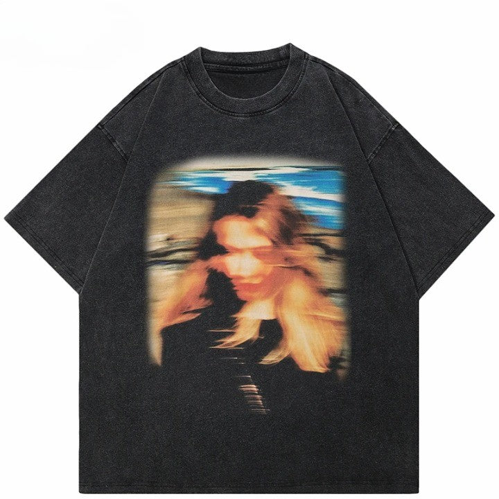 Y2K Blurry Image Graphic Oversized T-Shirt