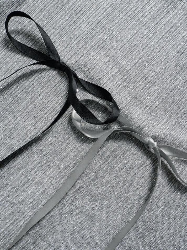 Shimmering Bow Decor Crew Neck Long Sleeve Knit - HouseofHalley