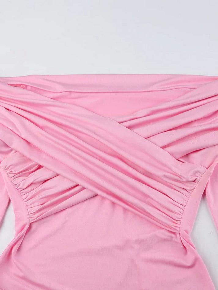 Solid Crossover Pleated Long Sleeve Tee - HouseofHalley