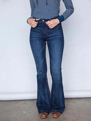 Mid Waist Embroidered Flared Jeans - HouseofHalley