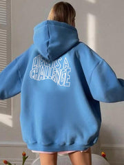 Simple Embroidery Print Oversized Hoodie - HouseofHalley