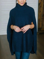 Turtleneck Slit Sleeveless Sweater