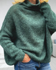 High Neck Solid Color Pullover