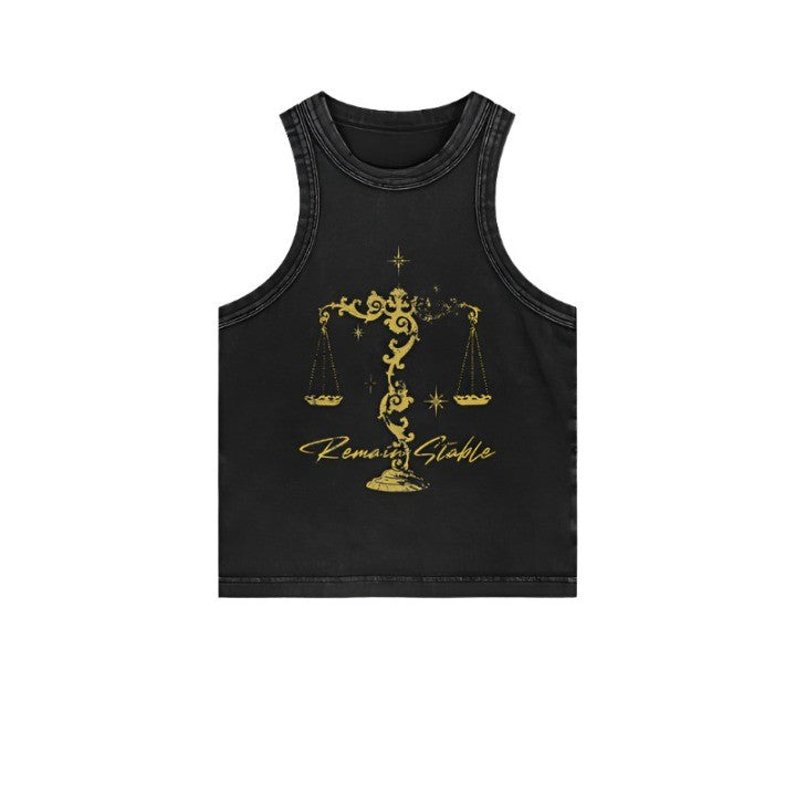 Vintage Slim Lettered Print Women's Top