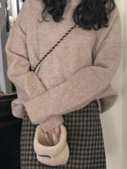 Solid Crew Neck Knit Sweater - HouseofHalley