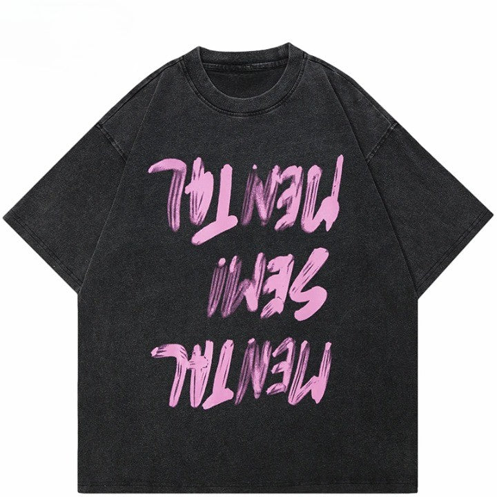 Oversized "Mental Semi Mental" Graphic T-Shirt