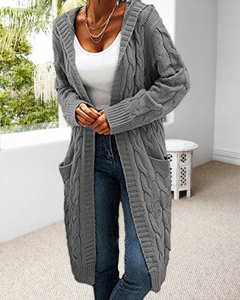 Casual Long Solid Color Cardigan