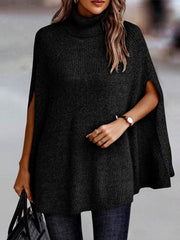 Turtleneck Dolman Sleeve Poncho Fashion Sweater