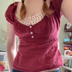 Cherrywood Checkered Picnic Button Blouse