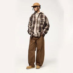 Loose Fit Brushed Plaid Shacket