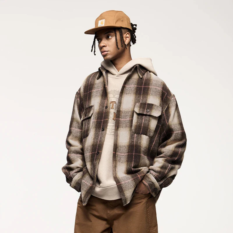 Loose Fit Brushed Plaid Shacket