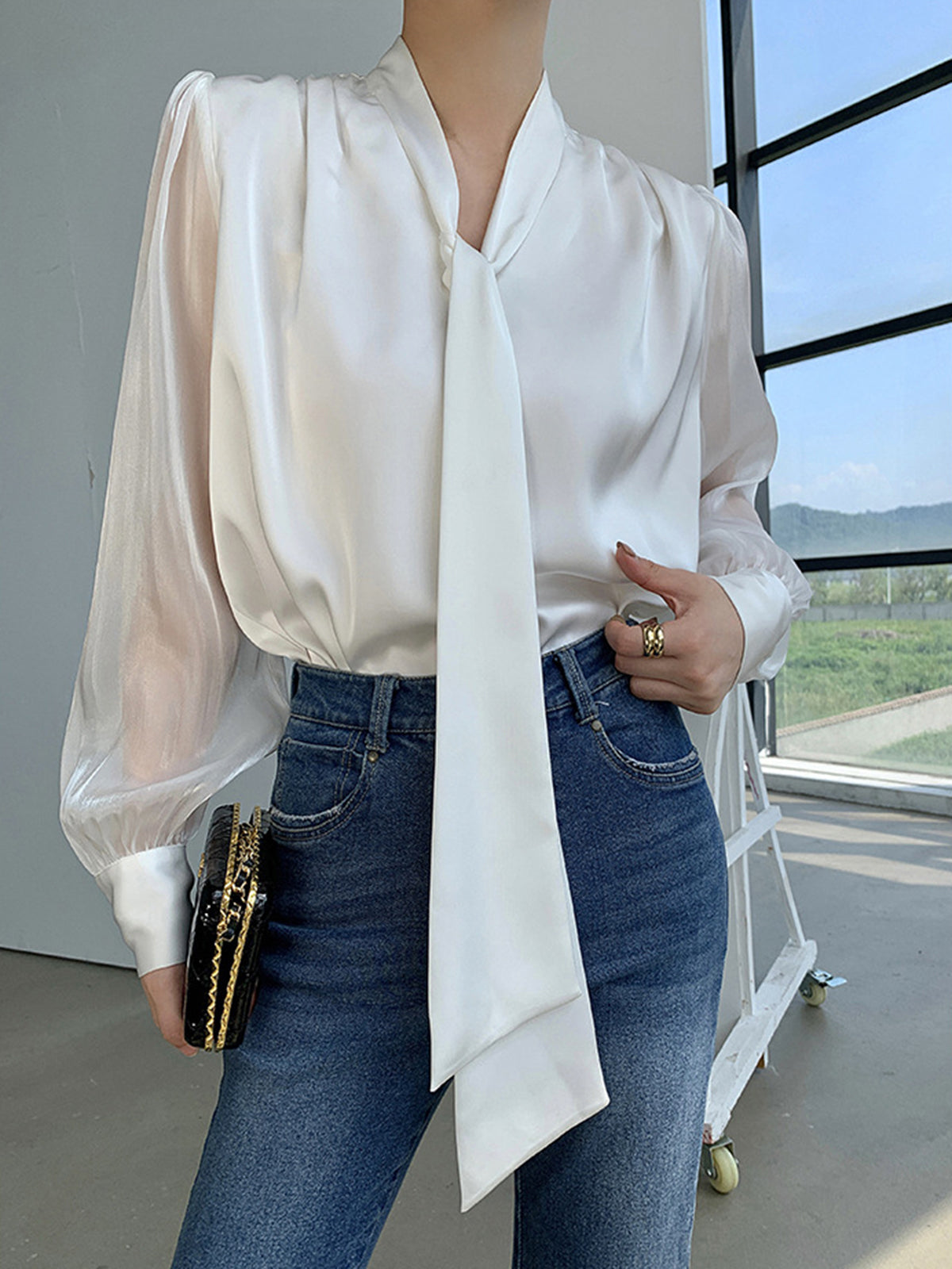 Combination Mesh Oversized Shirt