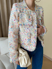 Rainbow Tweed Boucle Coat