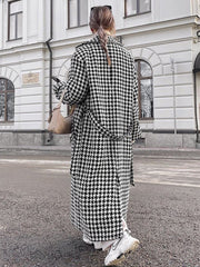 Houndstooth Tweed Trench Coat