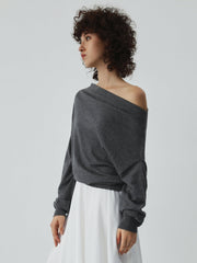 Asymmetric Off Graceful Shoulder Sweater