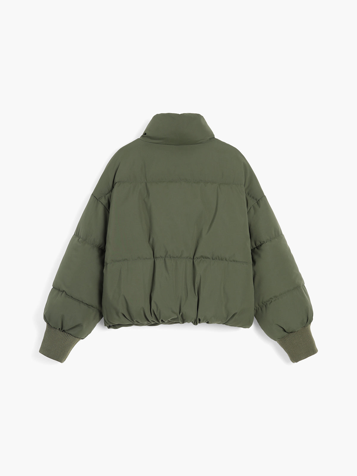 Quilted Puffer Stand Collar Crop Coat