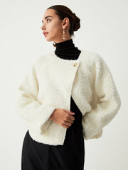 Asymmetric Buttoned Graceful Fleece Jacket