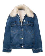 Boone Pocketed Faux Fur Denim Jacket