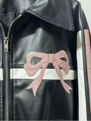 Bow Leather Jacket
