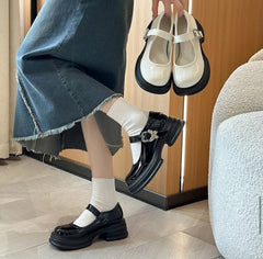 Butterfly Buckle Mary Jane Glossy Platform Heels