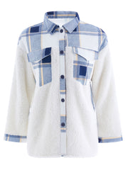 Shacket Plaid Graceful Stitching Lambswool Jacket